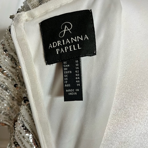 Adrianna Papell, White and Silver Dress, Women, Size 10 - Picture 8 of 12
